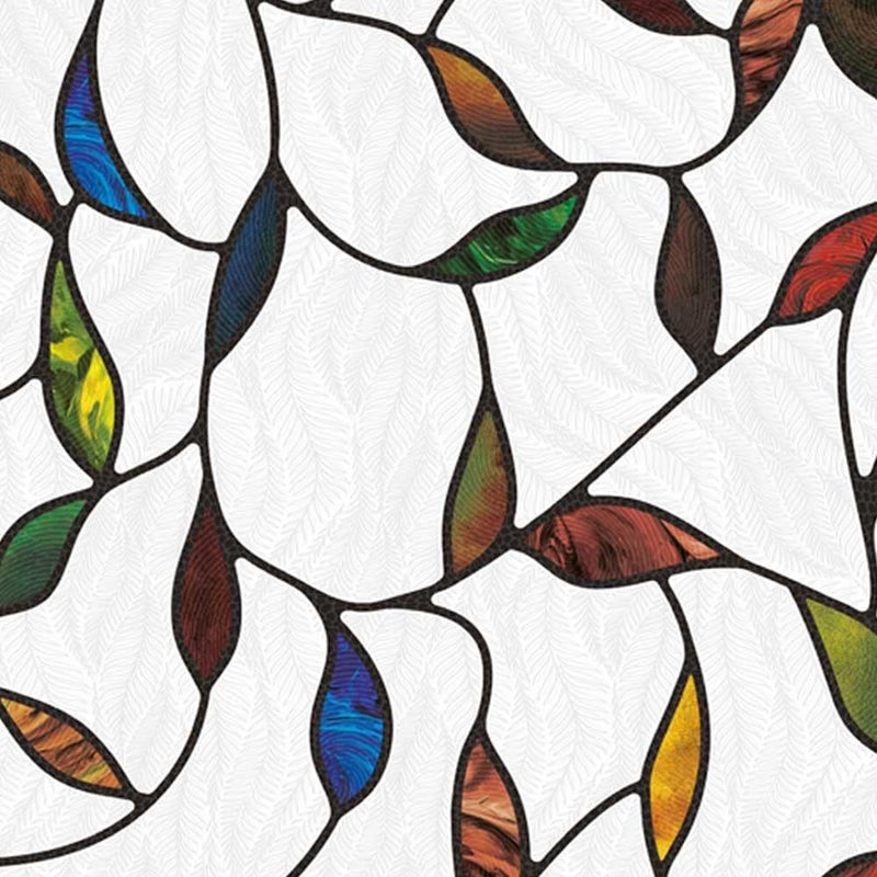 BEAUS TILE UNI Window Film Static Clings Non Adhesive 3D Stained Glass Window Decals UV Protection (Leaf, 37.4 x 24.4 Inch) - Image 1